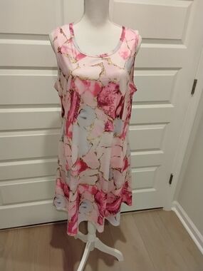 3 For $10 - Pink Marble-Print Sleeveless Summer Swing Dress